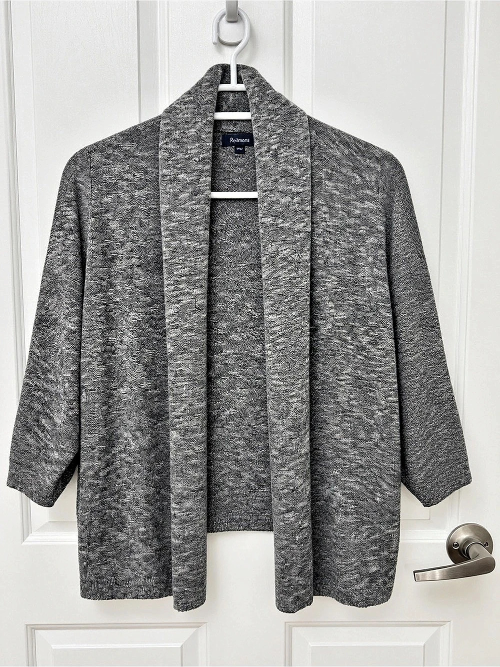 Reitmans Koret Gray Open Front Crop Sweater